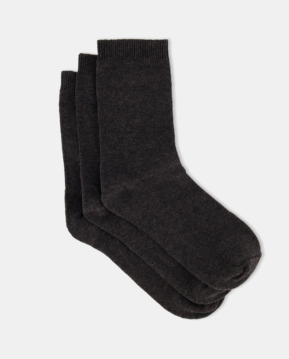 Pack de 3 calcetines infantiles lisos Gris oscuro-1