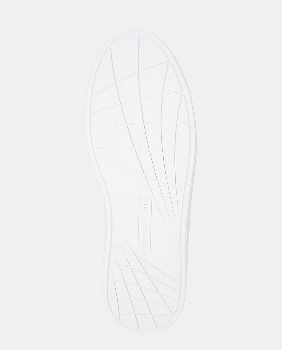 Sapatilhas com Bandeira e em Pele Branco-4