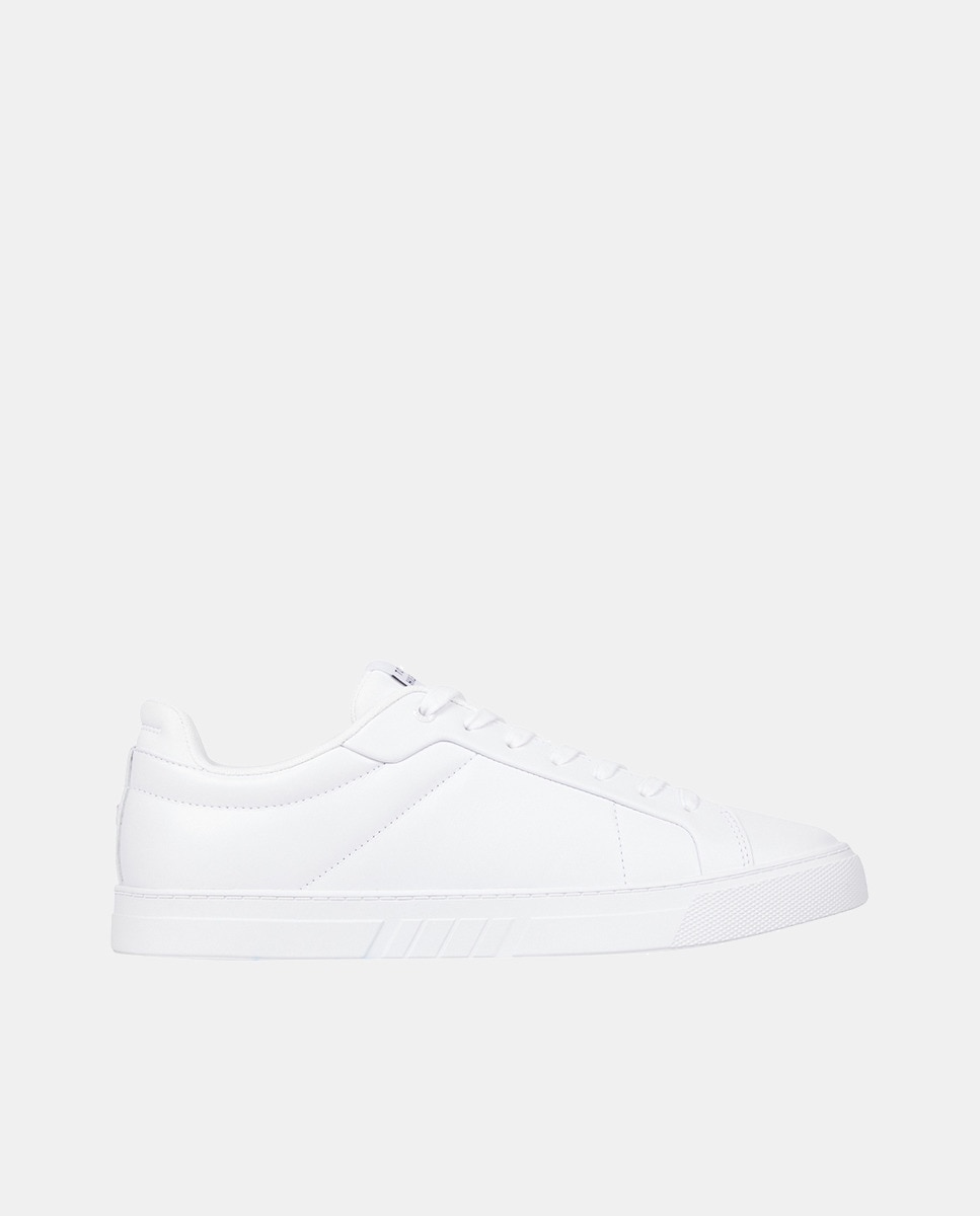 Sapatilhas com Bandeira e em Pele Branco-1