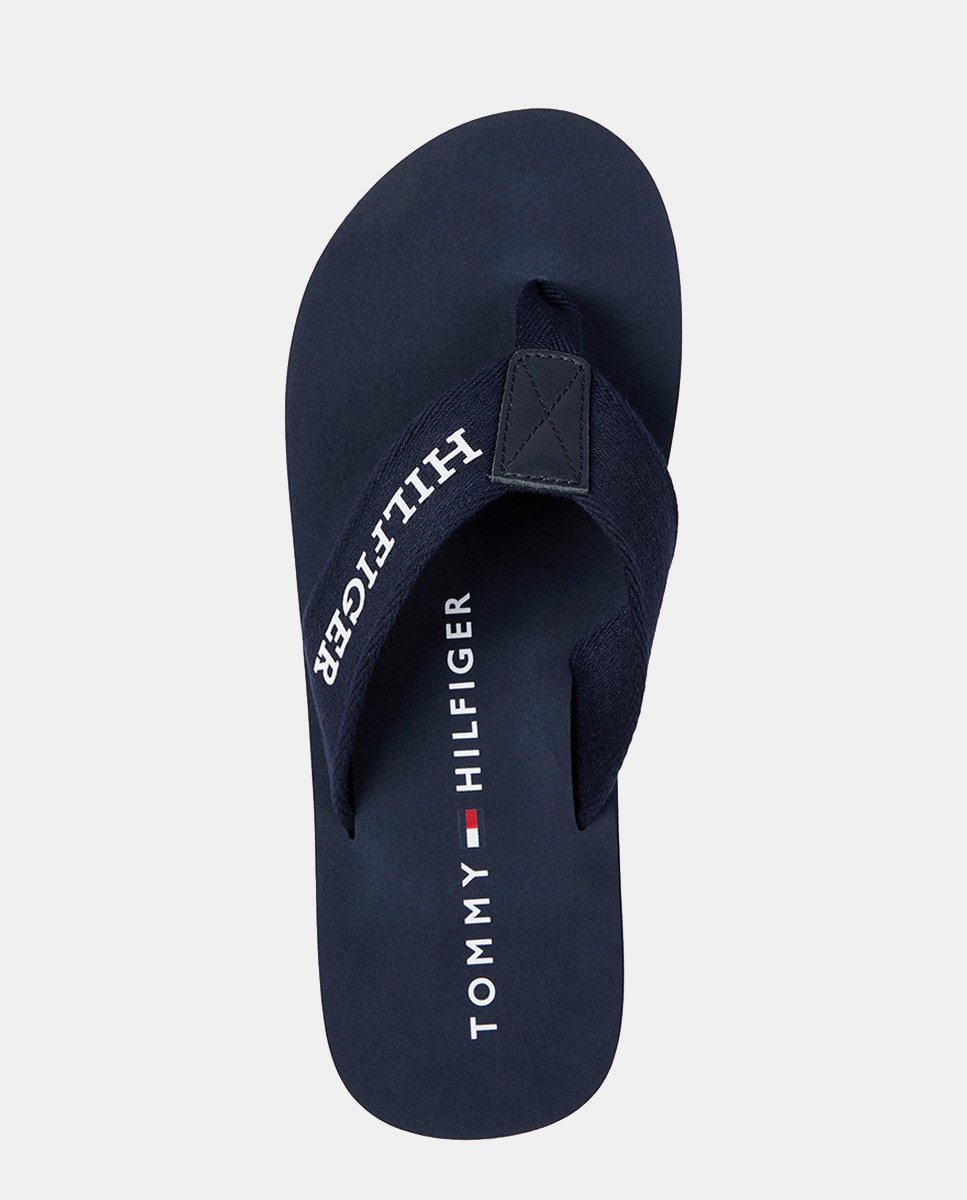 Chinelos com Logótipo TH e em Tecido Azul-marinho-2