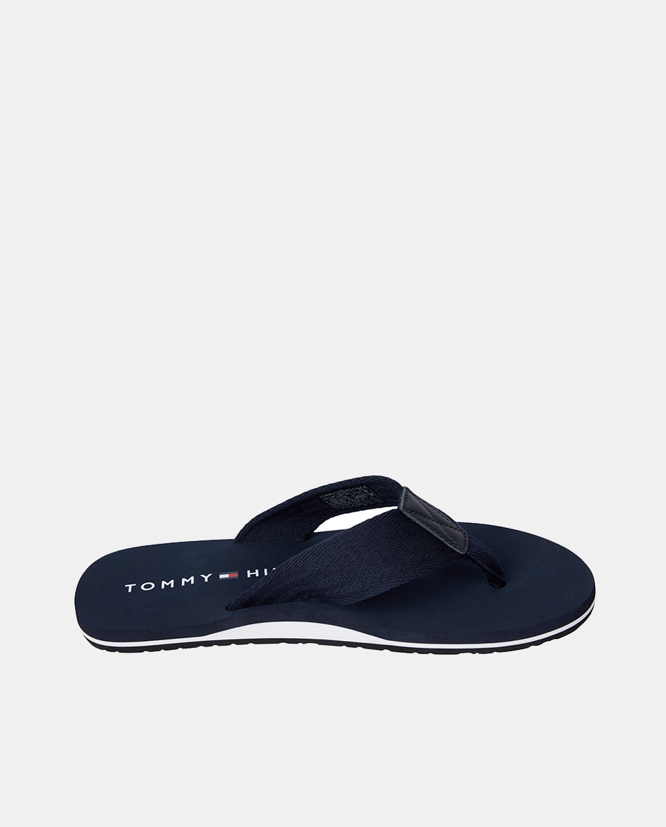 Chinelos com Logótipo TH e em Tecido Azul-marinho-1