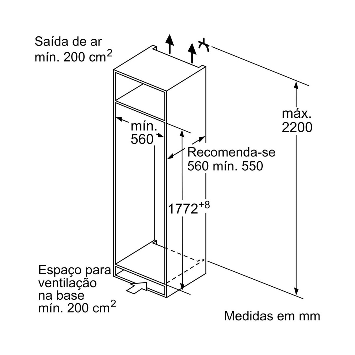 Frigorífico de 1 Porta Encastrável Siemens KI81RADD0 com Fecho SoftClose e de 177,2 cm - Branco Branco-7