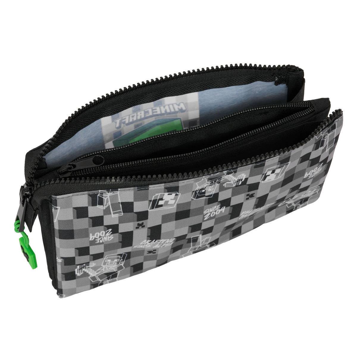 Portatodo triple Minecraft Safta negro gris verde Negro / Gris / Verde-3