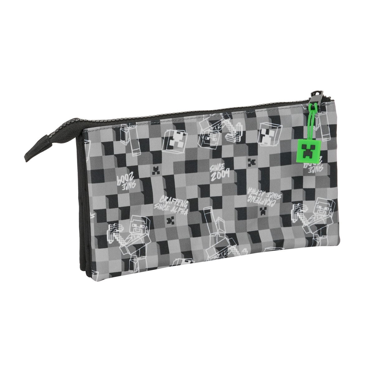 Portatodo triple Minecraft Safta negro gris verde Negro / Gris / Verde-2