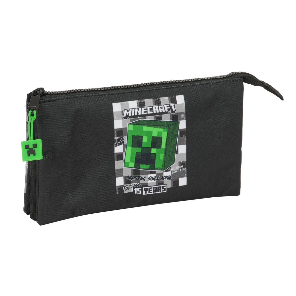 Imagem 0 de Estojo triplo Minecraft Safta preto cinza verde