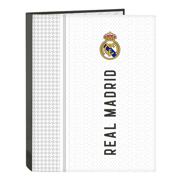 Imagen 0 de Carpeta folio 4 anillas mixtas Real Madrid C.F. 1ª equipacion 24/25 blanca y gris