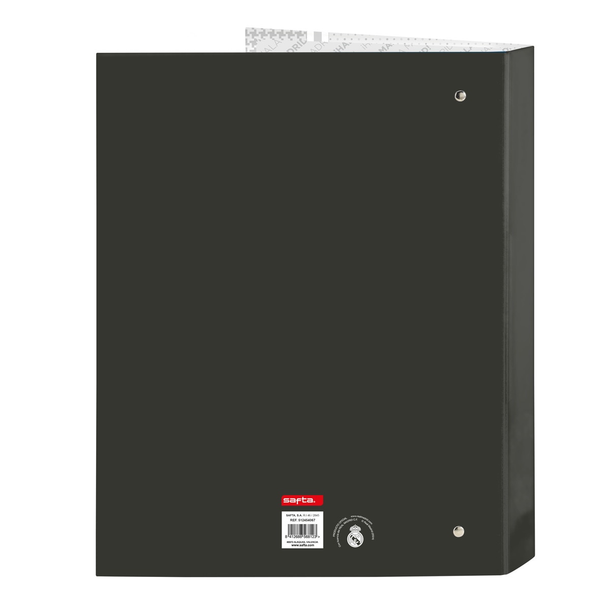 Carpeta folio 4 anillas mixtas Real Madrid C.F. 1ª equipacion 24/25 blanca y gris Blanco / Gris-2