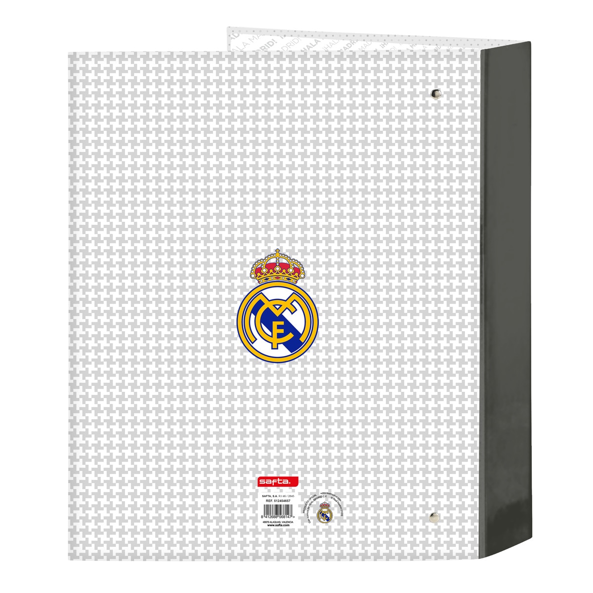 Carpeta folio 4 anillas 35mm lomo ancho 1ª equipacion 24/25 blanca y gris Blanco / Gris-2