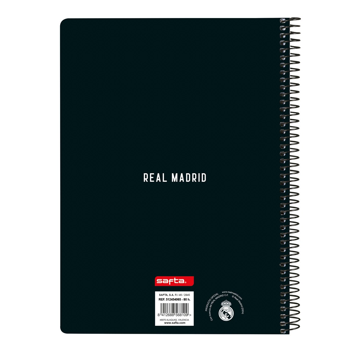 Libreta cuarto 80 hojas tapas duras Real Madrid C.F. 1ª equipacion 24/25 blanca y gris Blanco / Gris-2