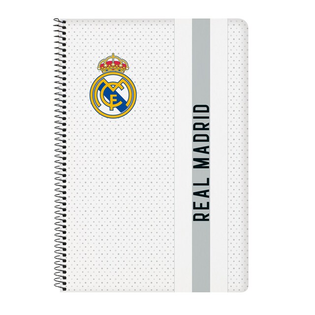 Imagen 0 de Libreta folio 80 hojas tapas duras Real Madrid C.F. 1ª equipacion 24/25 blanca y gris