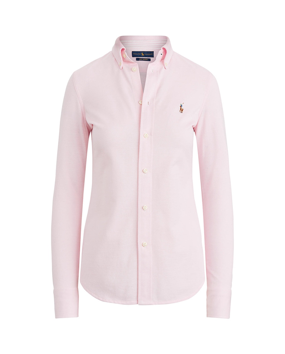 Camisa Oxford de algodão tecido. Rosa-5
