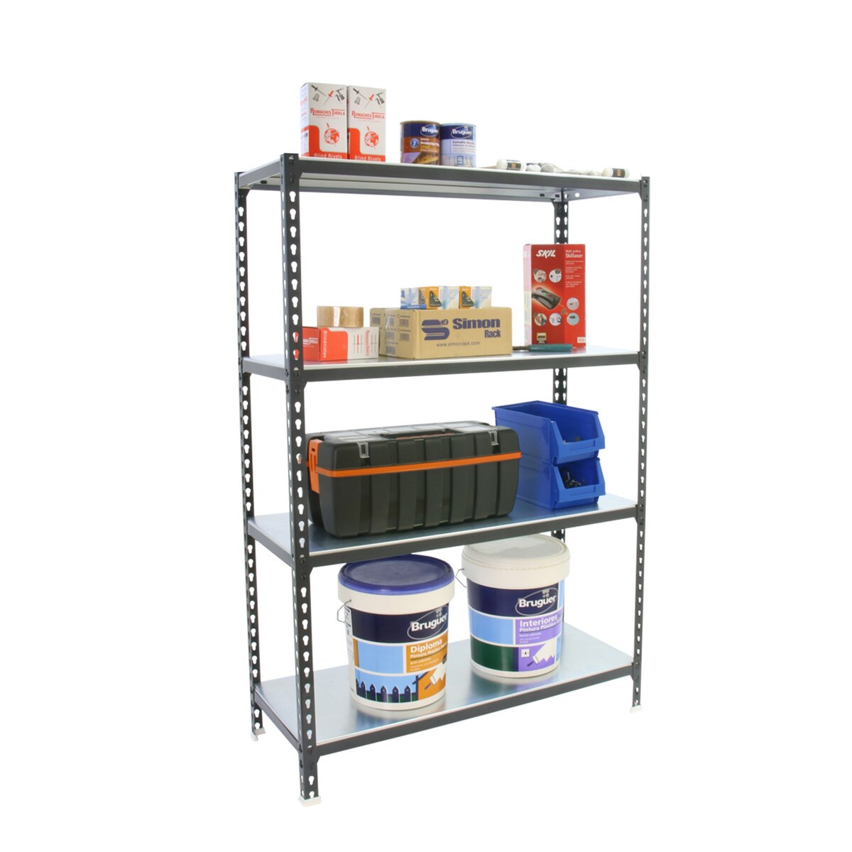 Estantería metálica Simonclick Superplus 4 Baldas 110x150x30 cm Antracita / Gris-2