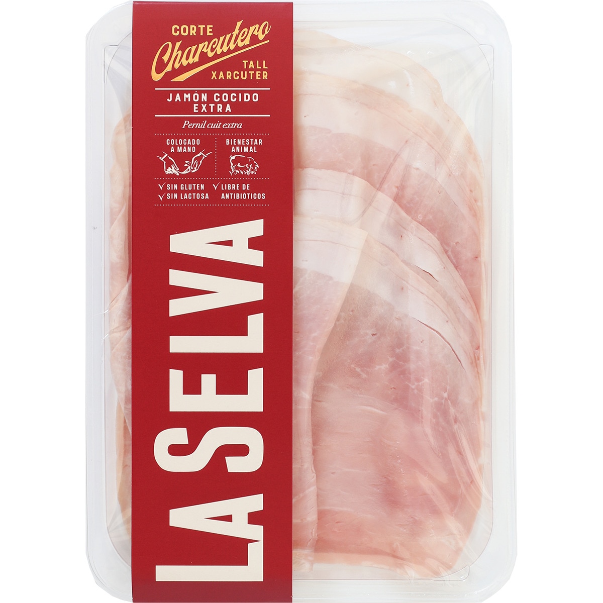 Corte Charcutero jamón cocido extra en lonchas sin gluten sin lactosa envase 90 g