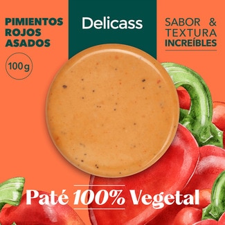 paté vegetal con pimientos rojos asados sin gluten sin lactosa envase 100 g - Delicass
