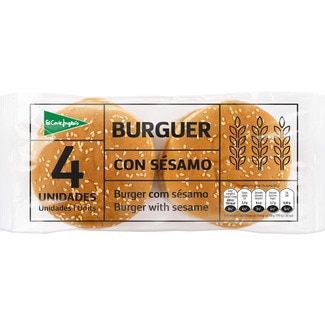 pan de hamburguesas con sésamo 4 unidades bolsa 220 g - El Corte Ingles