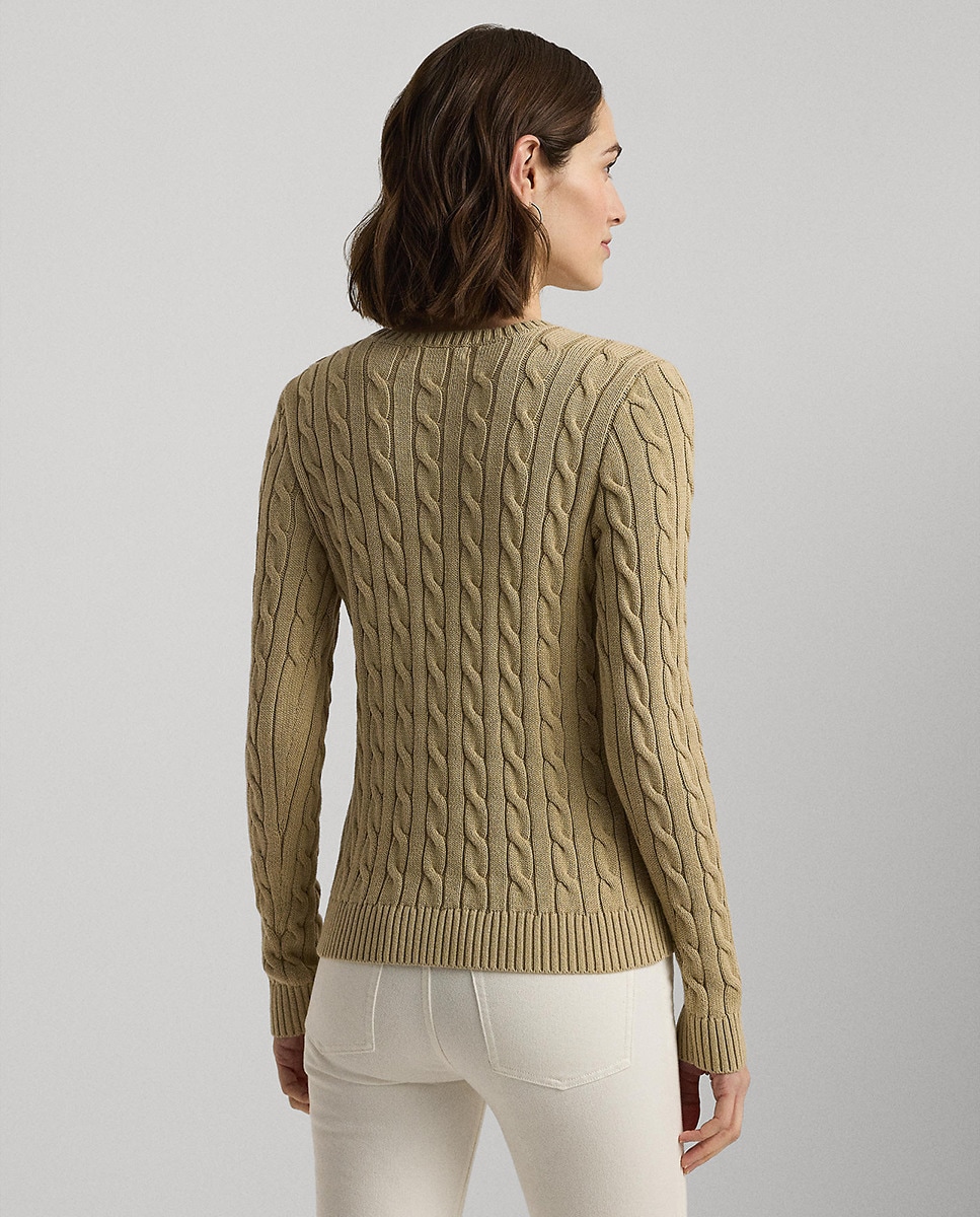 Camisola de Malha do Cabo em Algodão Bege-3