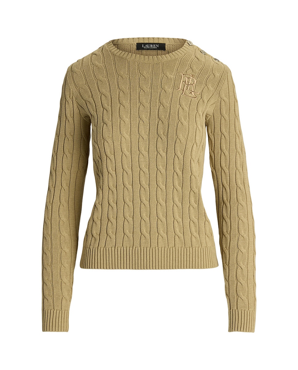 Camisola de Malha do Cabo em Algodão Bege-5