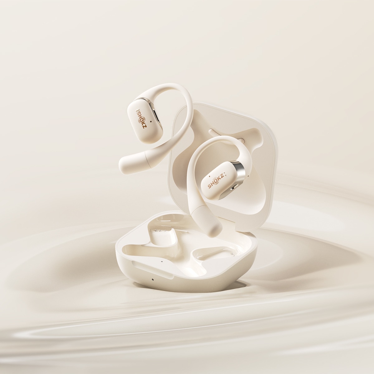 Auscultadores Desportivos True Wireless Open-Ear Premium Bege-7