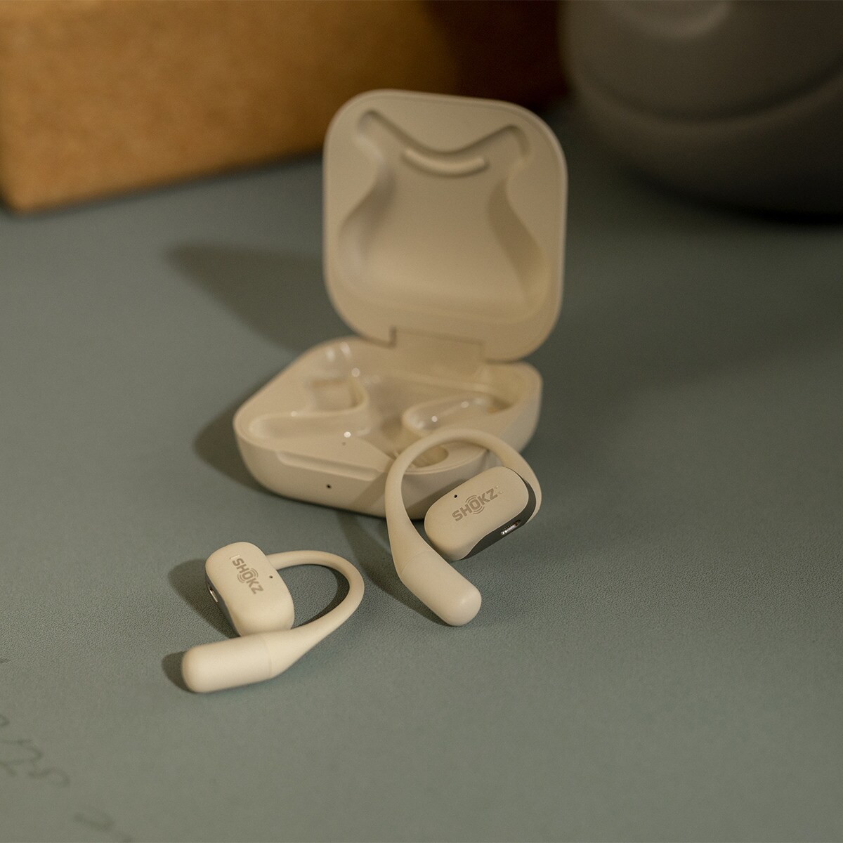 Auscultadores Desportivos True Wireless Open-Ear Premium Bege-8