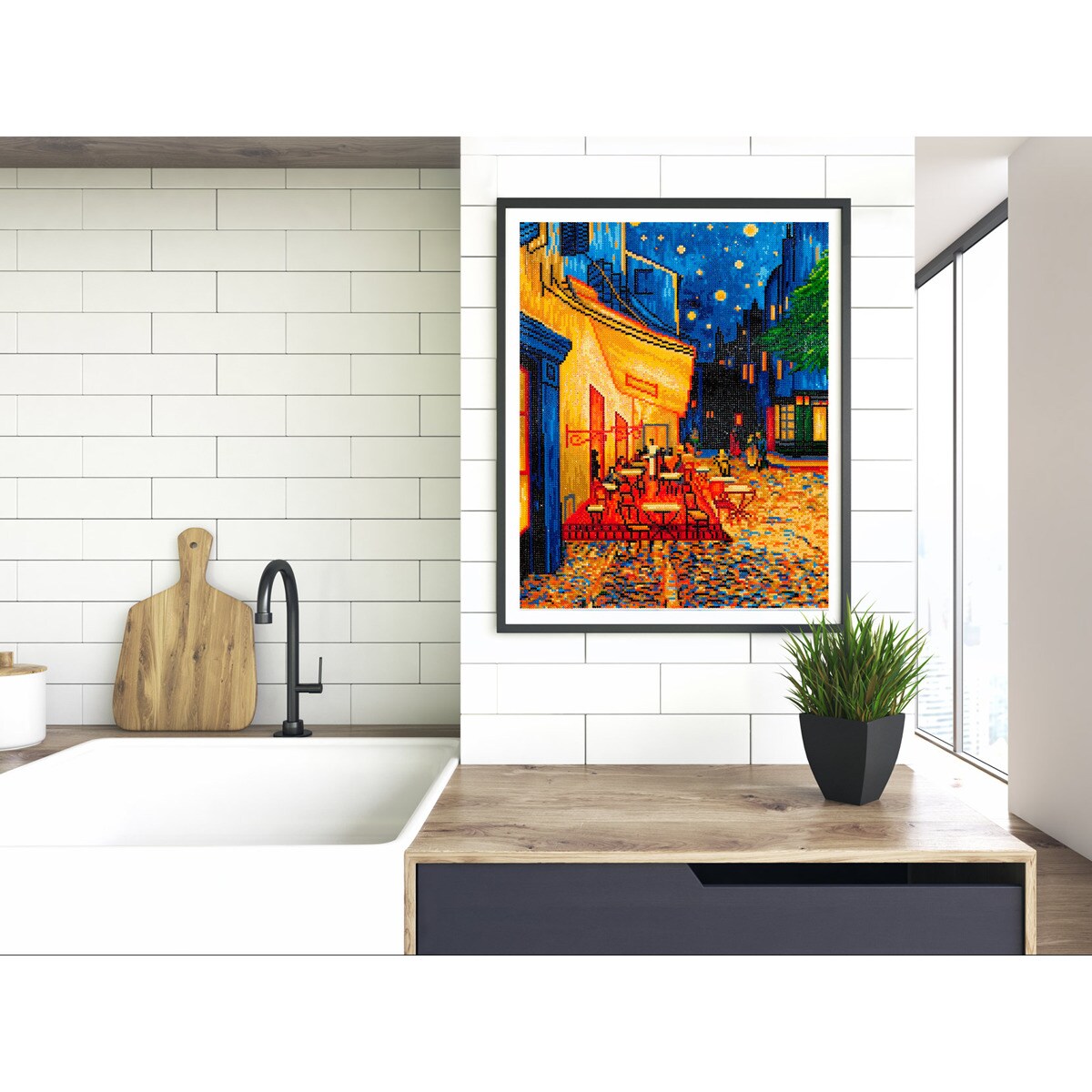 Quadro de Pintura com Diamantes Diamond Dotz Cafe At Night de Van Gogh 4
