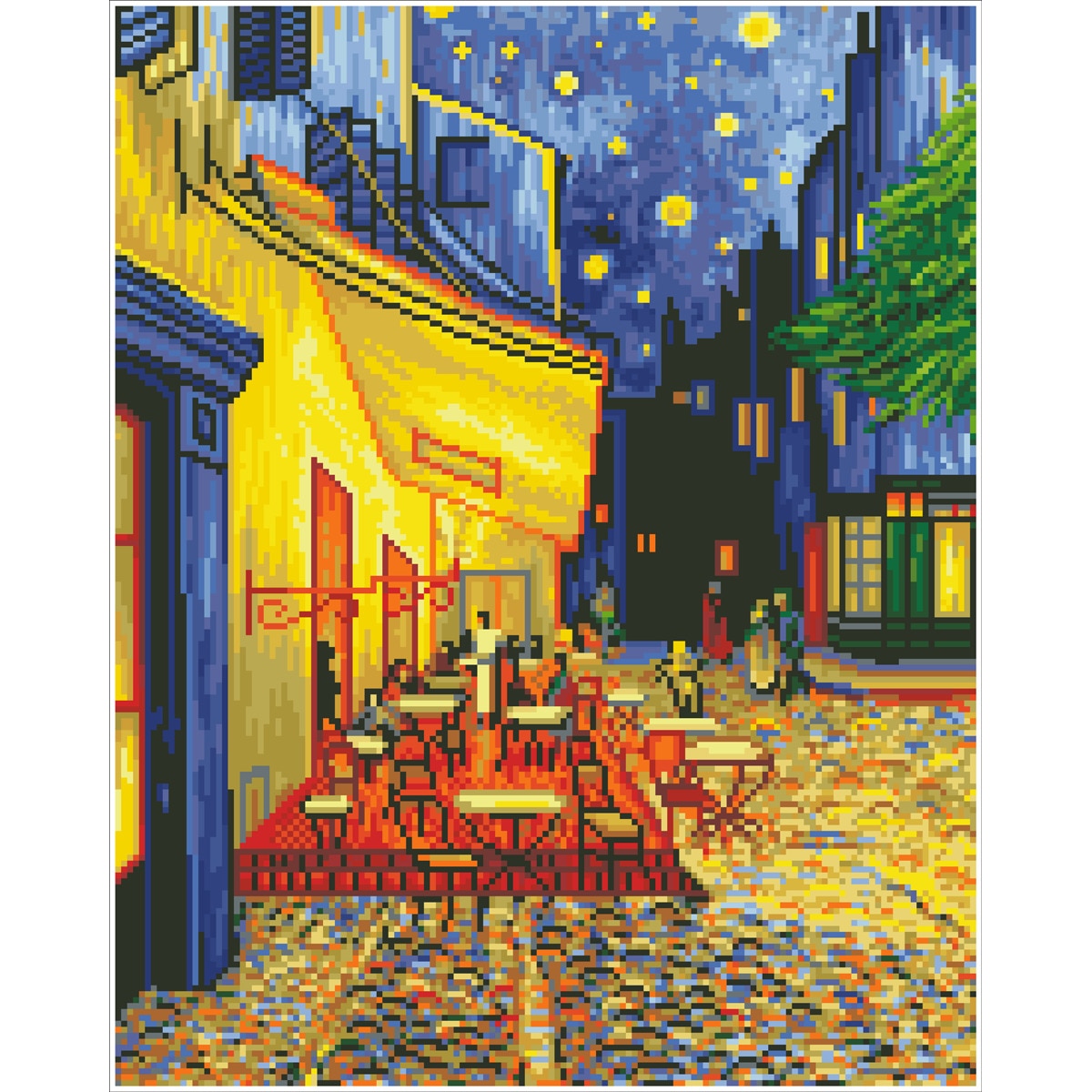 Quadro de Pintura com Diamantes Diamond Dotz Cafe At Night de Van Gogh 3