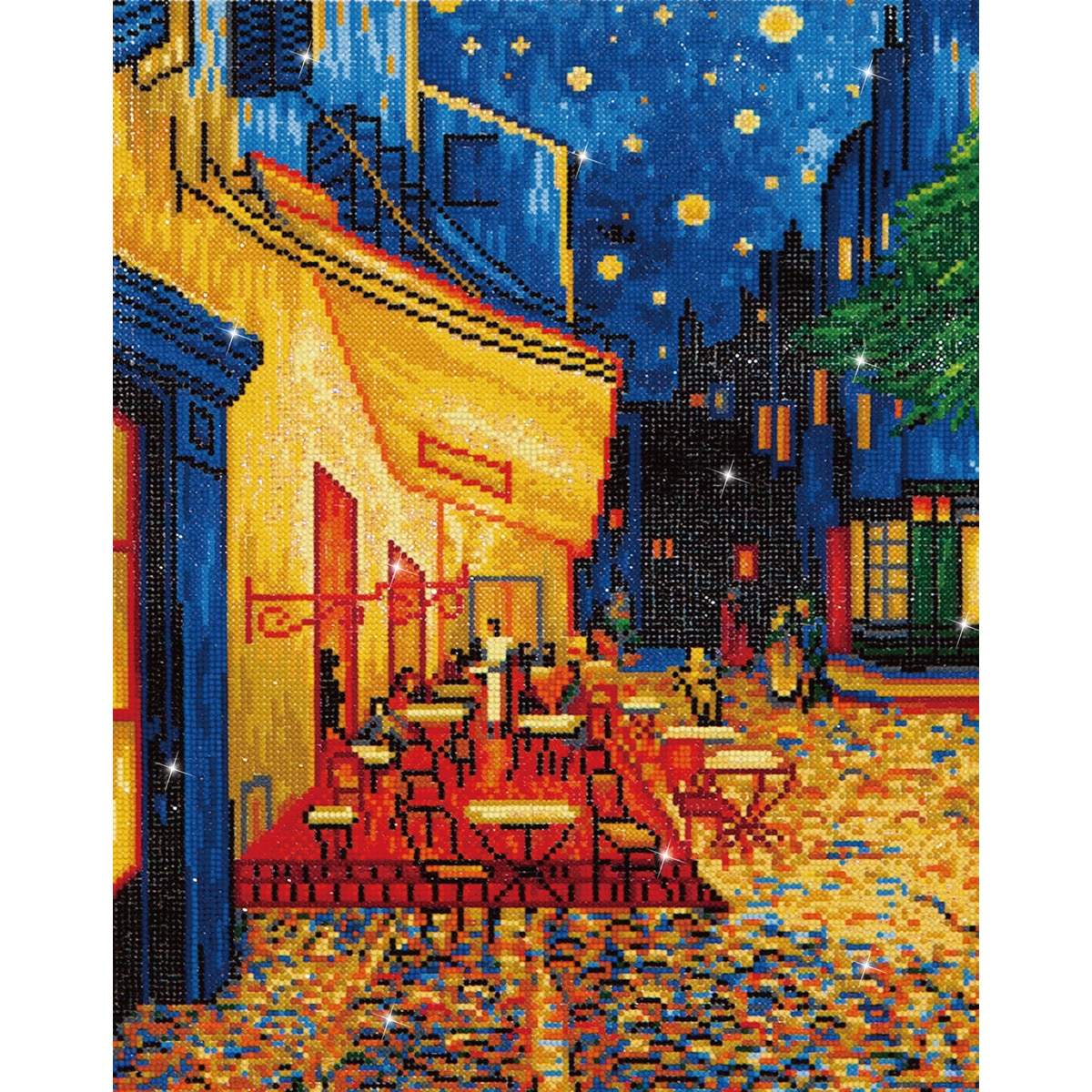 Quadro de Pintura com Diamantes Diamond Dotz Cafe At Night de Van Gogh 1