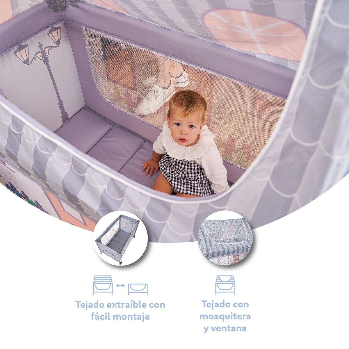 Cuna de viaje Cuna Home Rosa-11