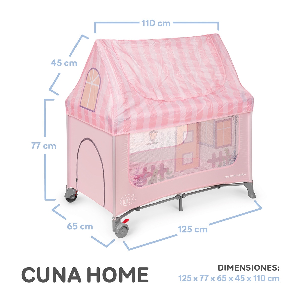 Cuna de viaje Cuna Home Rosa-7