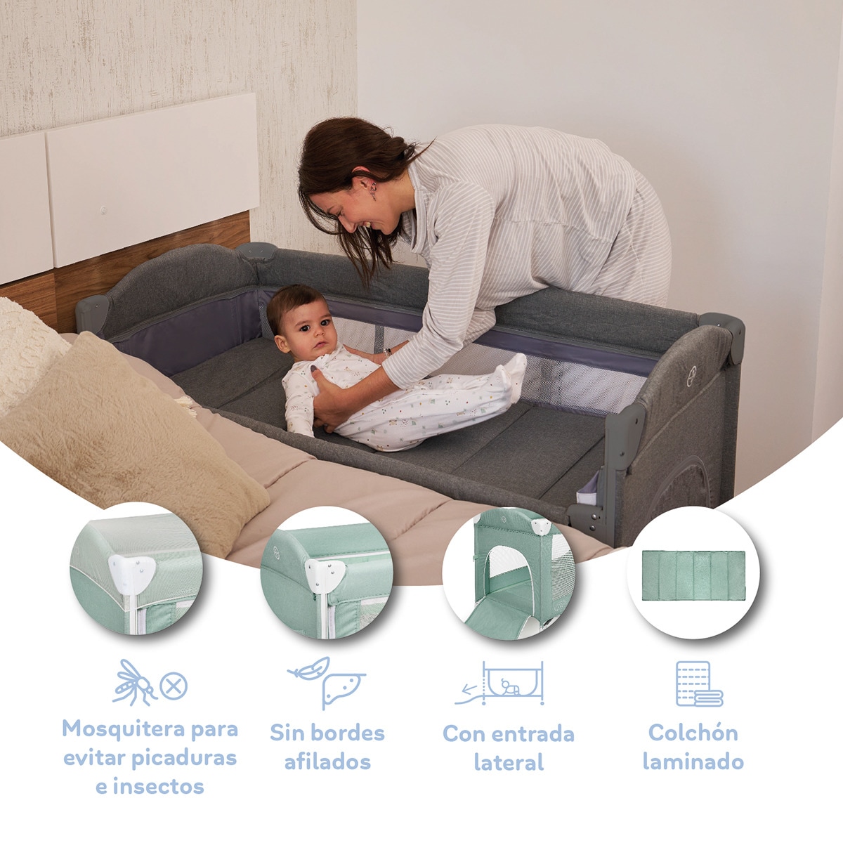 Cuna de viaje Ennis colecho Azul-14