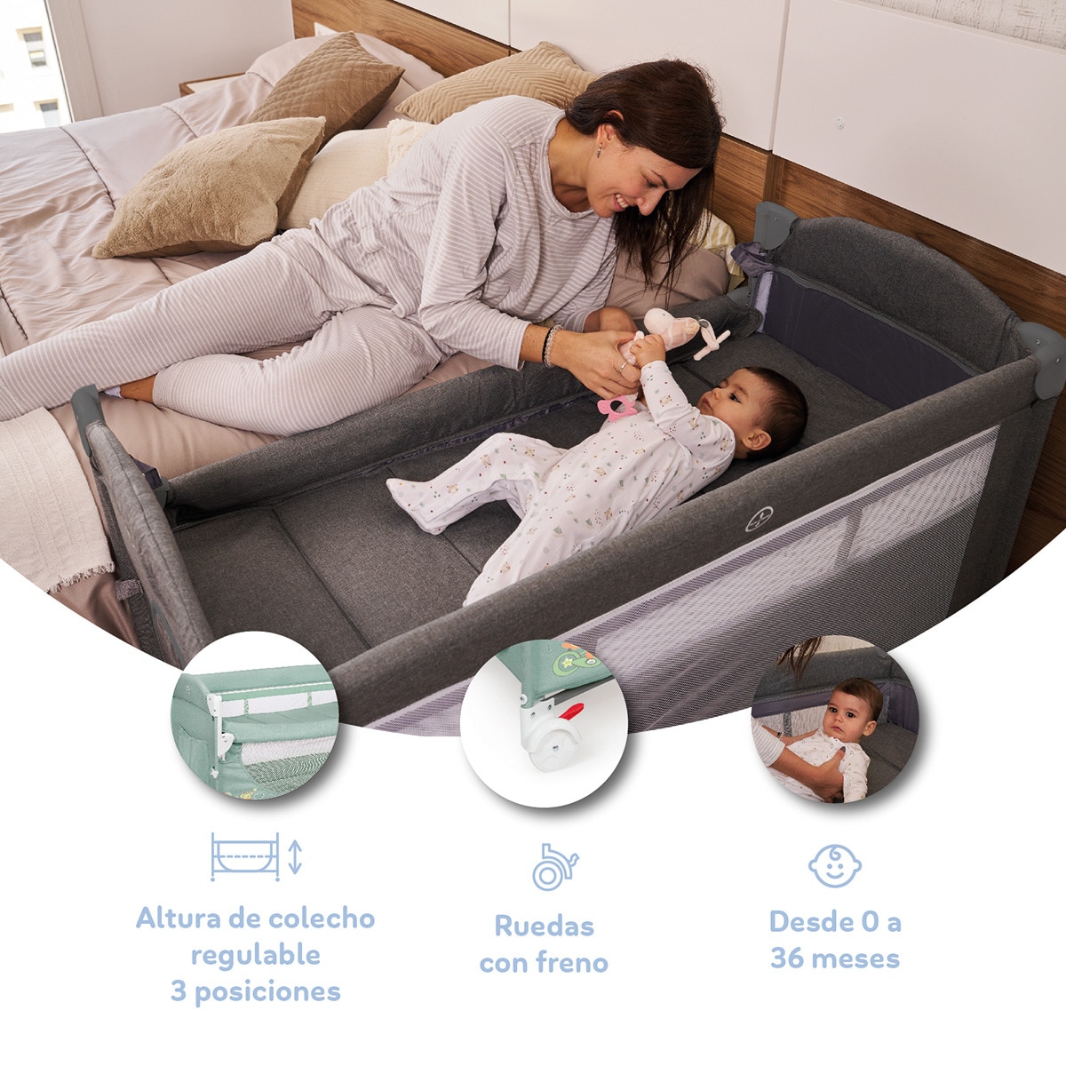 Cuna de viaje Ennis colecho Azul-13