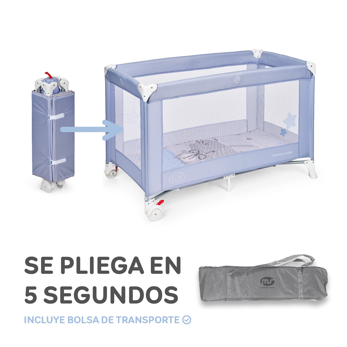 Cuna de viaje Basic Azul-10