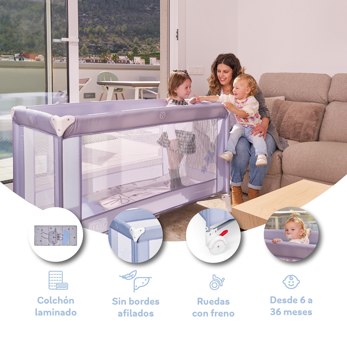 Cuna de viaje Basic Azul-9