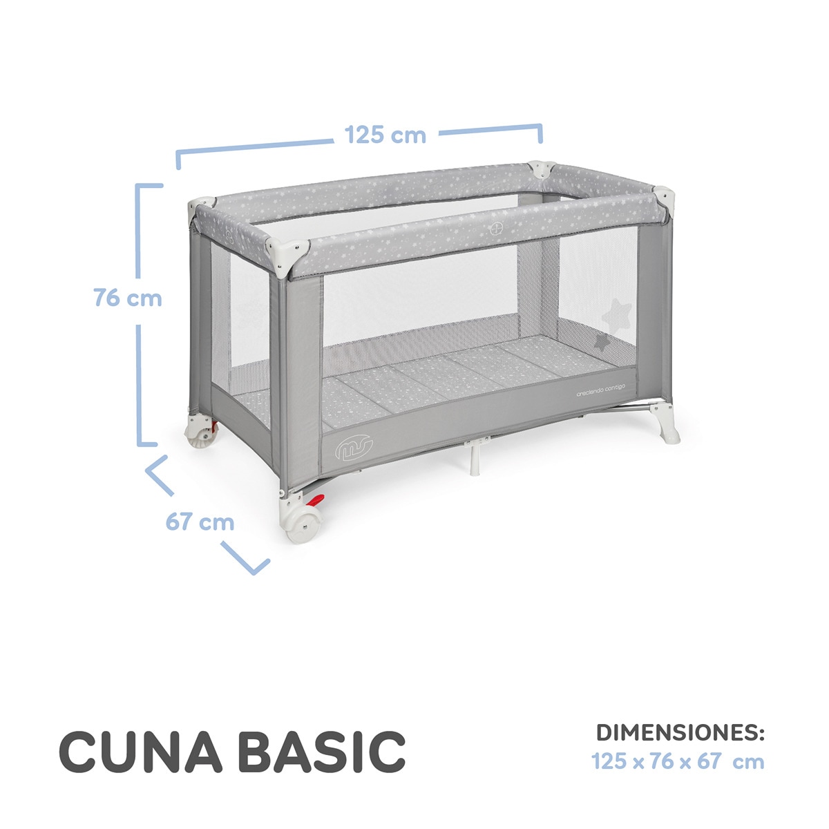 Cuna de viaje Basic Gris-7