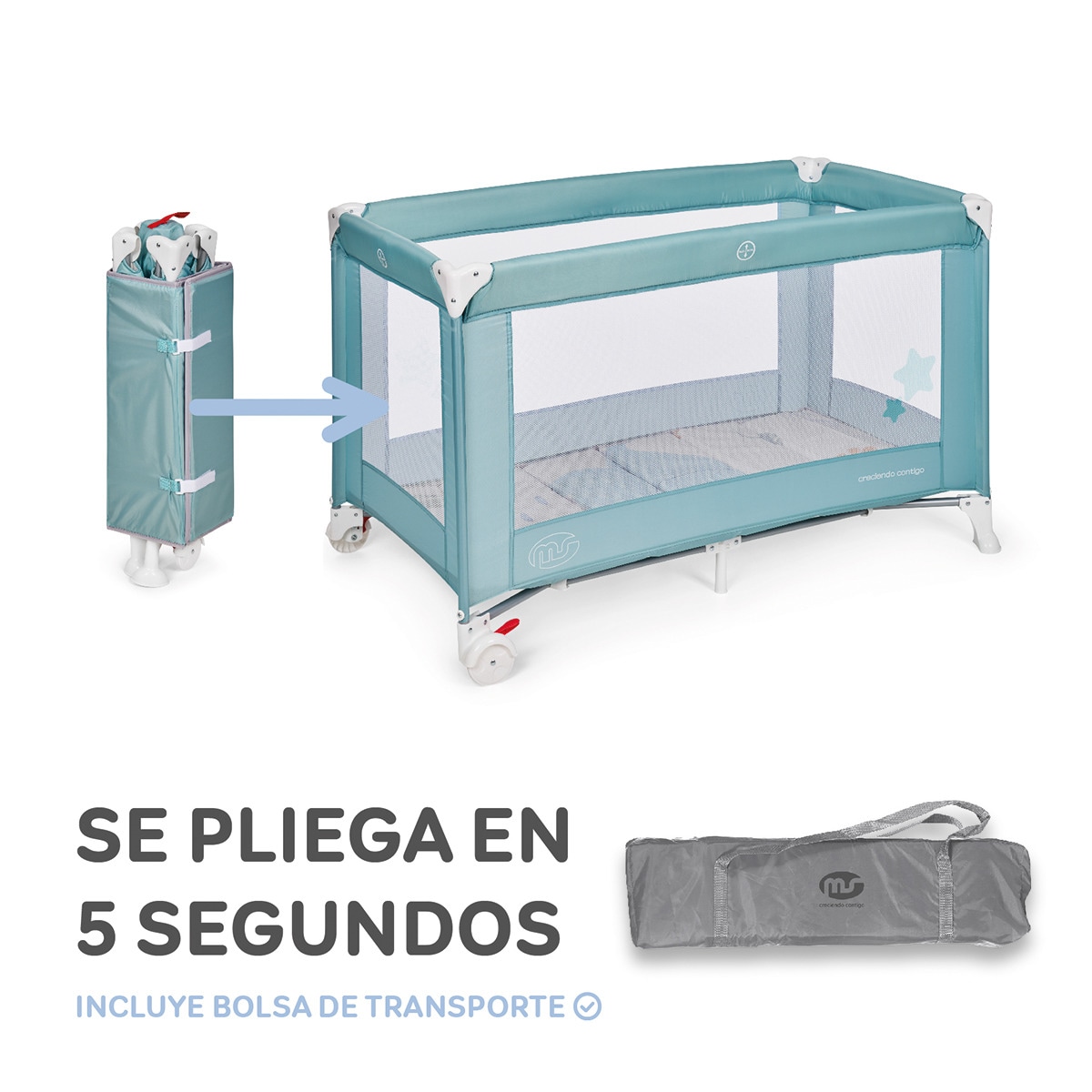 Cuna de viaje Basic Verde-10