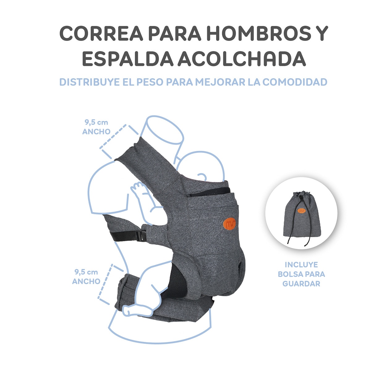 Mochila portabebe Kowari Gris-9
