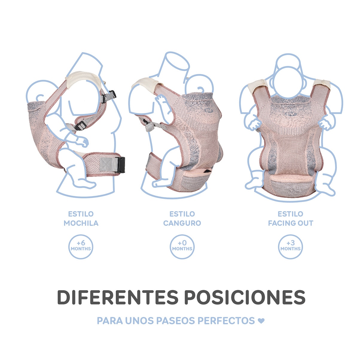 Mochila portabebe Kanguro Rosa-6
