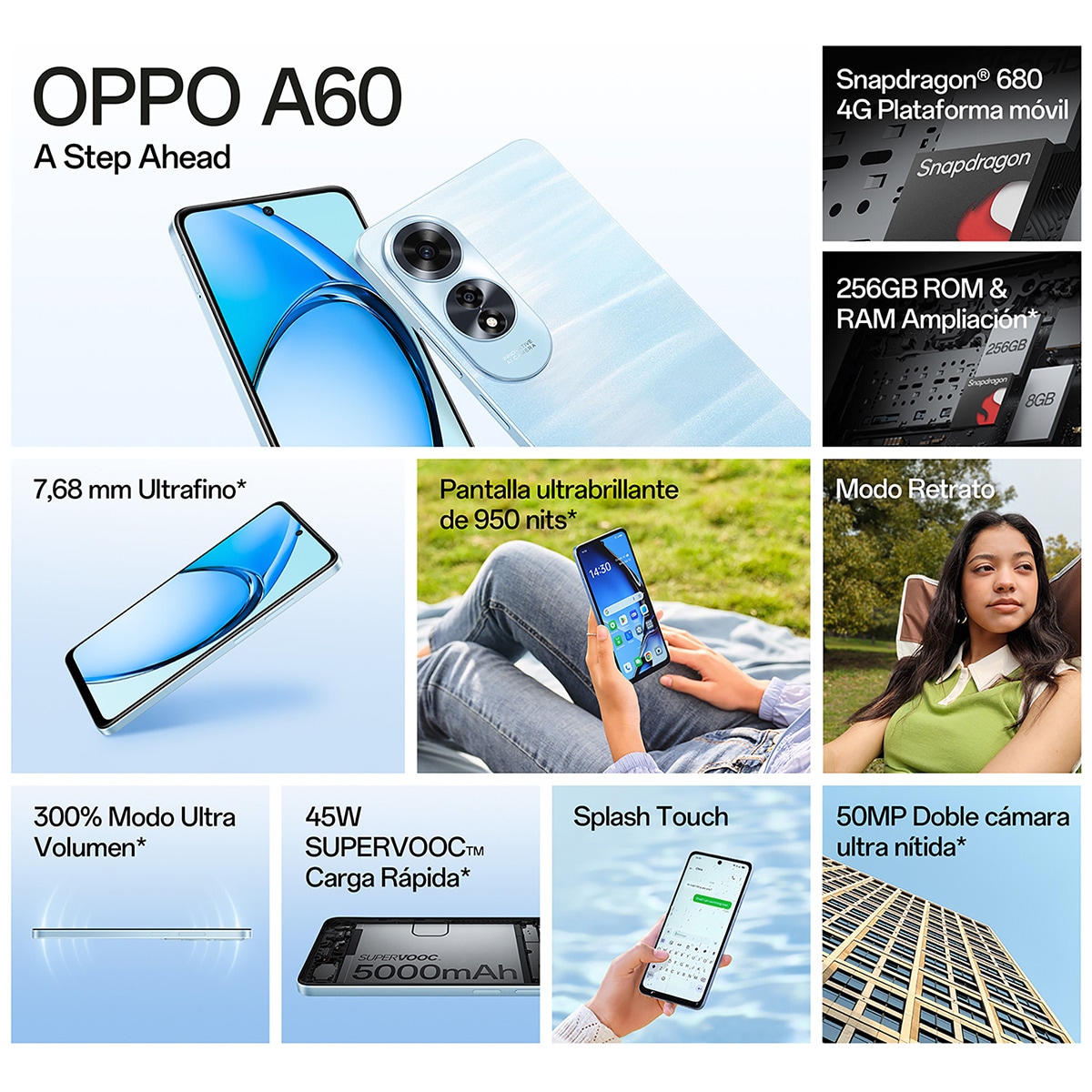 Oppo A60 8 GB + 256 GB móvil libre Azul-8