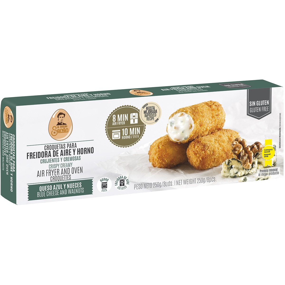 croquetas de queso azul para freidora de aire y horno sin gluten 8 unidades estuche 250 g