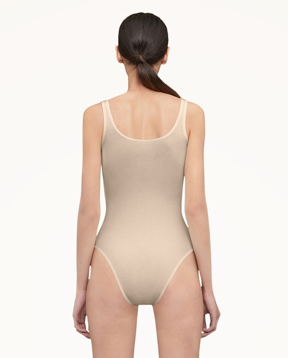 Body com Cueca Asa Delta e sem Mangas Castanho-2