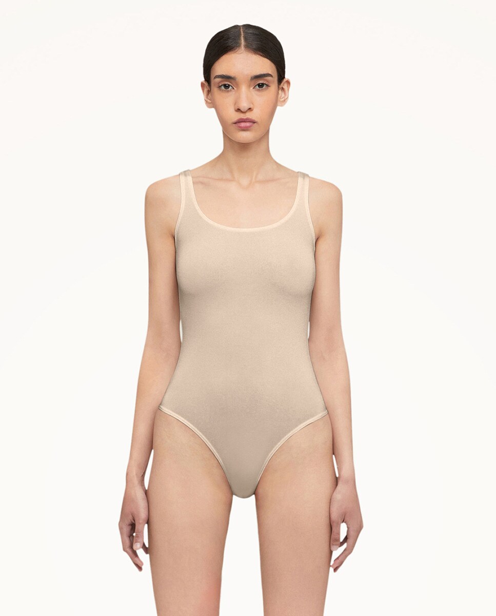 Body com Cueca Asa Delta e sem Mangas Castanho-1