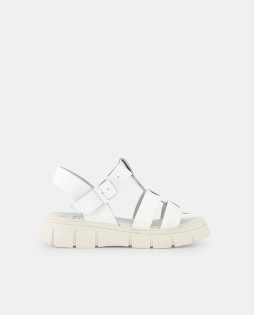 Imagen 0 de Sandalias abiertas de niña en piel con tiras en forma de T