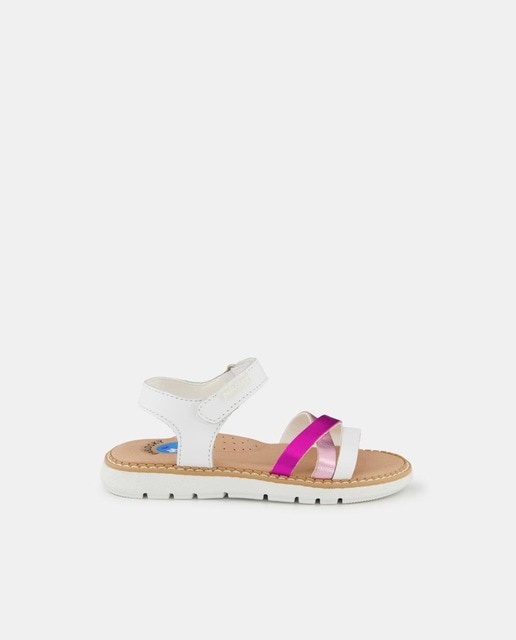 Imagen 0 de Sandalias abiertas de niña con tiras metalizadas y cierre adherente