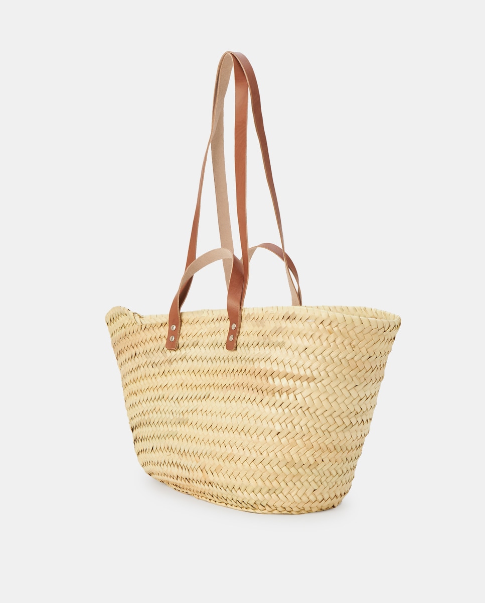 Cesta XL de Fibra Natural com Fecho de Correr Camel-2