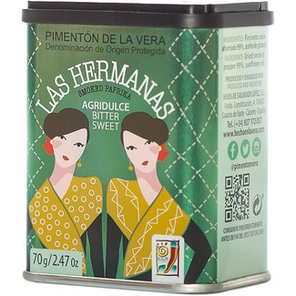 pimentón ahumado agridulce de la Vera DOP Pimentón de la Vera lata 70 g - Las Hermanas