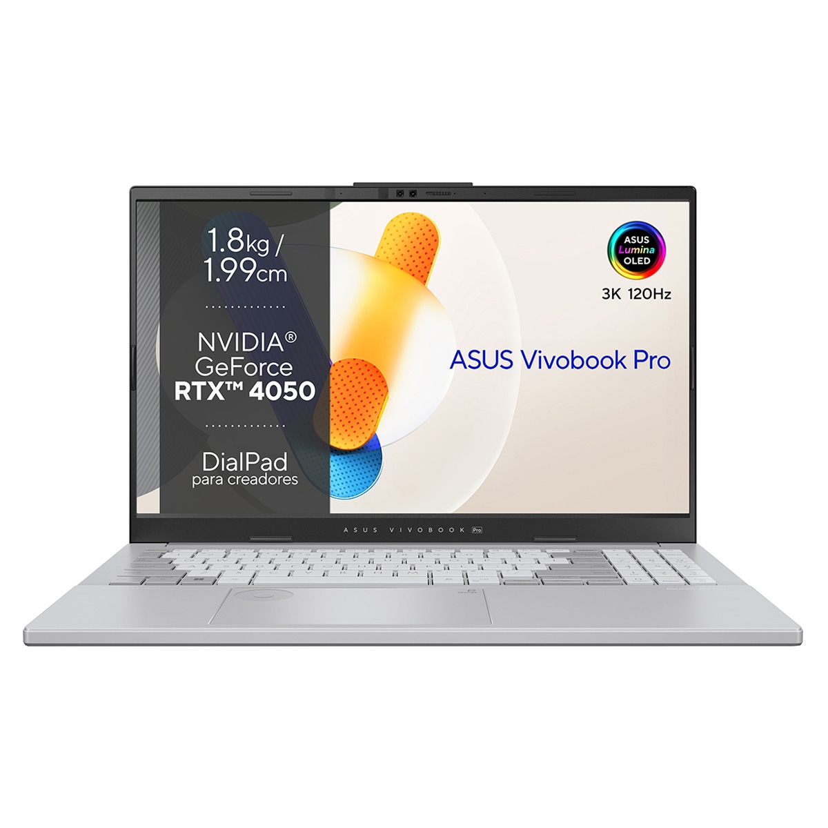Portátil ASUS Vivobook Pro 15 OLED N6506MU-MA005W, Intel Core Ultra 7-155H, 16GB, 1TB SSD, GeForce RTX 4050 6GB, 15,6", W11 Plata-1