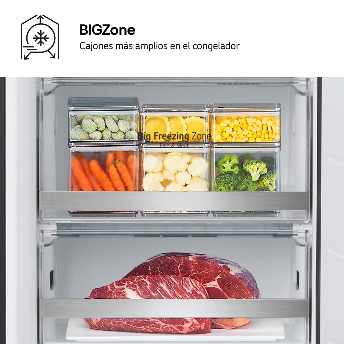 Frigorífico Combinado LG GBG7190CEV No Frost, Instaview e DoorCooling e de 186 cm - Black Steel Aço preto-12