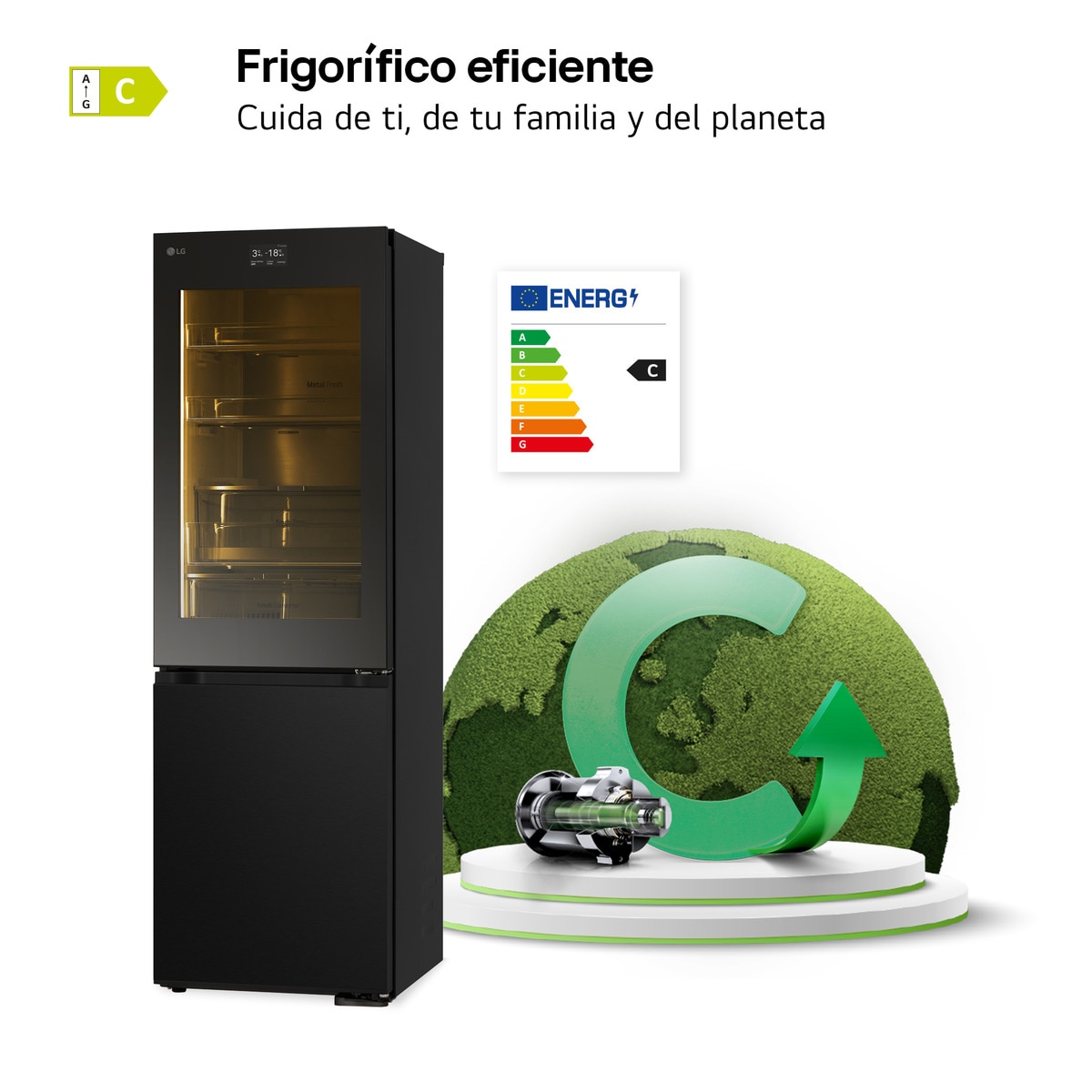 Frigorífico Combinado LG GBG7190CEV No Frost, Instaview e DoorCooling e de 186 cm - Black Steel Aço preto-7