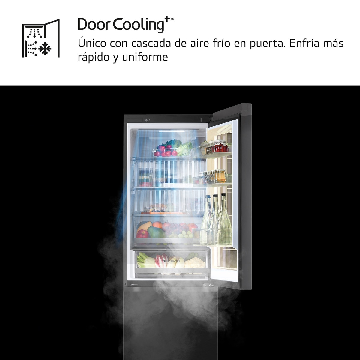 Frigorífico Combinado LG GBG7190CEV No Frost, Instaview e DoorCooling e de 186 cm - Black Steel Aço preto-10