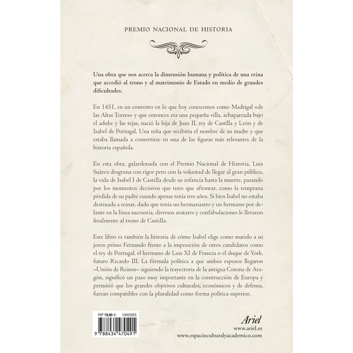 Isabel I, Reina: Premio Nacional de Historia (Capa mole com abas) 2