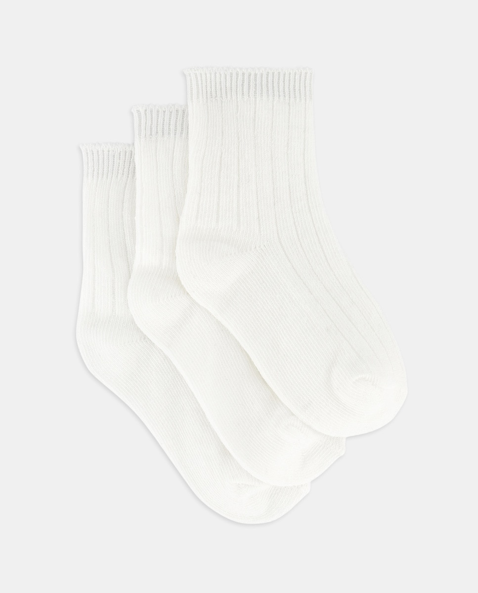 Pack de 3 calcetines de bebé de canalé Crudo-1